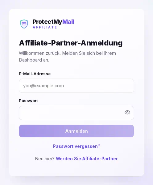 Das Login-Formular mit dem Link Passwort vergessen?