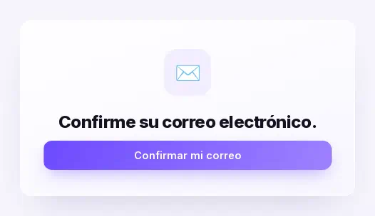 La página que abre el enlace del correo, con el botón Confirmar mi correo