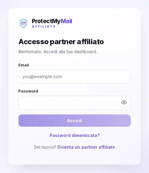 Il modulo di accesso con il link Password dimenticata?
