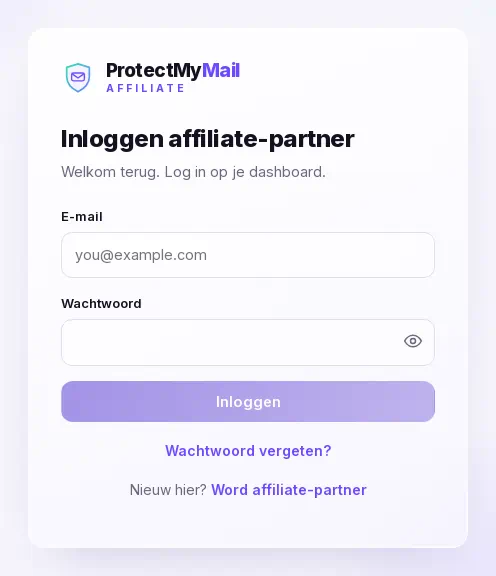 Het inlogformulier met de link Wachtwoord vergeten?