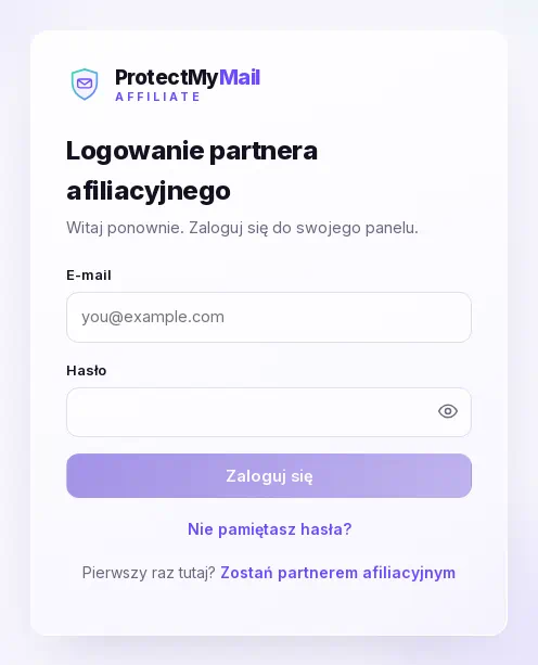 Formularz logowania z linkiem Nie pamiętasz hasła?