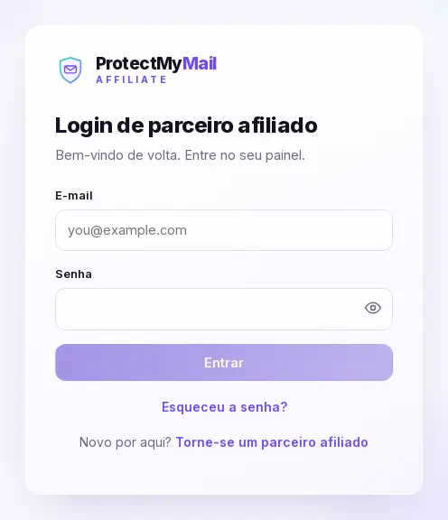 O formulário de login com o link Esqueceu a senha?